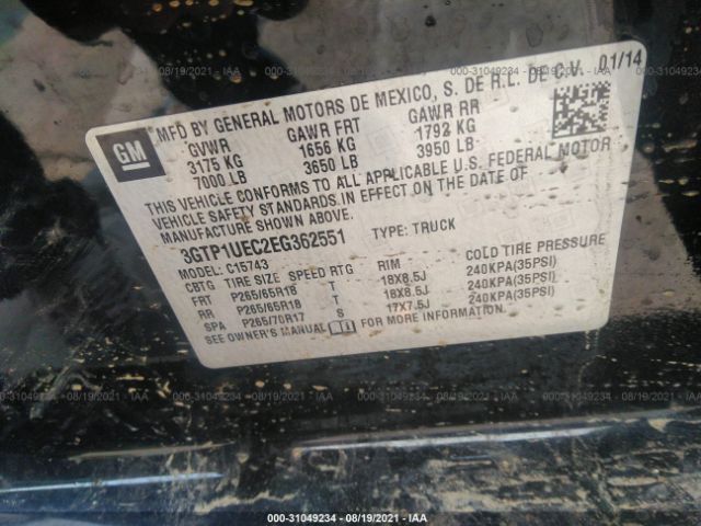 Photo 8 VIN: 3GTP1UEC2EG362551 - GMC SIERRA 1500 