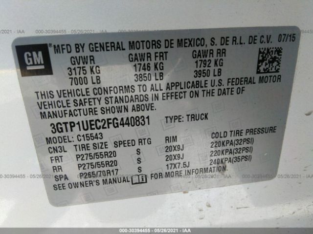 Photo 8 VIN: 3GTP1UEC2FG440831 - GMC SIERRA 1500 