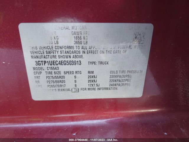 Photo 8 VIN: 3GTP1UEC4EG503913 - GMC SIERRA 1500 