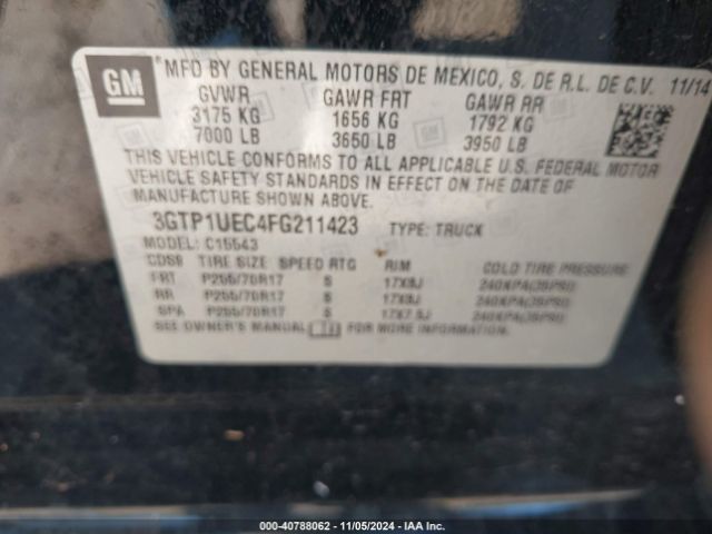 Photo 8 VIN: 3GTP1UEC4FG211423 - GMC SIERRA 