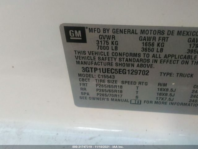 Photo 8 VIN: 3GTP1UEC5EG129702 - GMC SIERRA 1500 