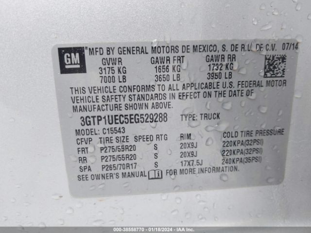 Photo 8 VIN: 3GTP1UEC5EG529288 - GMC SIERRA 1500 