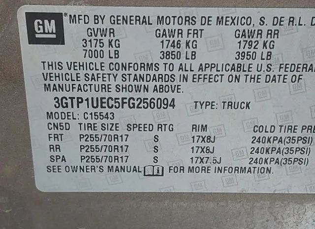 Photo 8 VIN: 3GTP1UEC5FG256094 - GMC SIERRA 