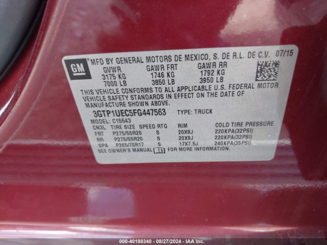 Photo 8 VIN: 3GTP1UEC5FG447563 - GMC SIERRA 