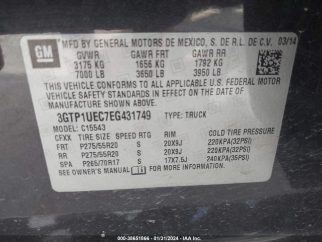 Photo 8 VIN: 3GTP1UEC7EG431749 - GMC SIERRA 1500 