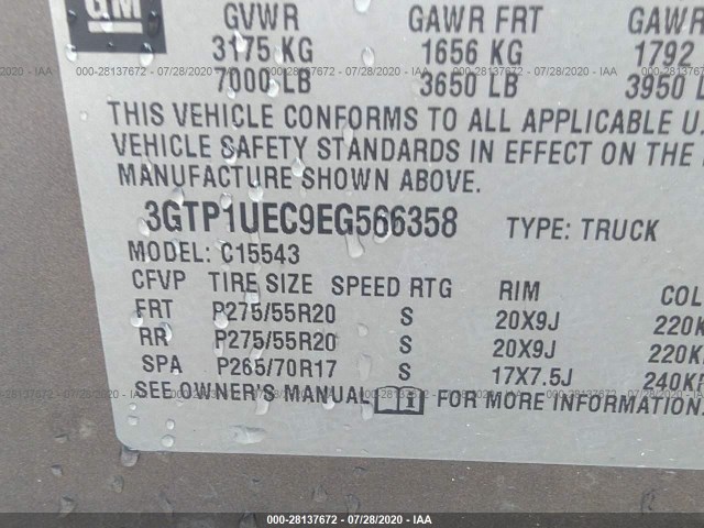 Photo 8 VIN: 3GTP1UEC9EG566358 - GMC SIERRA 1500 