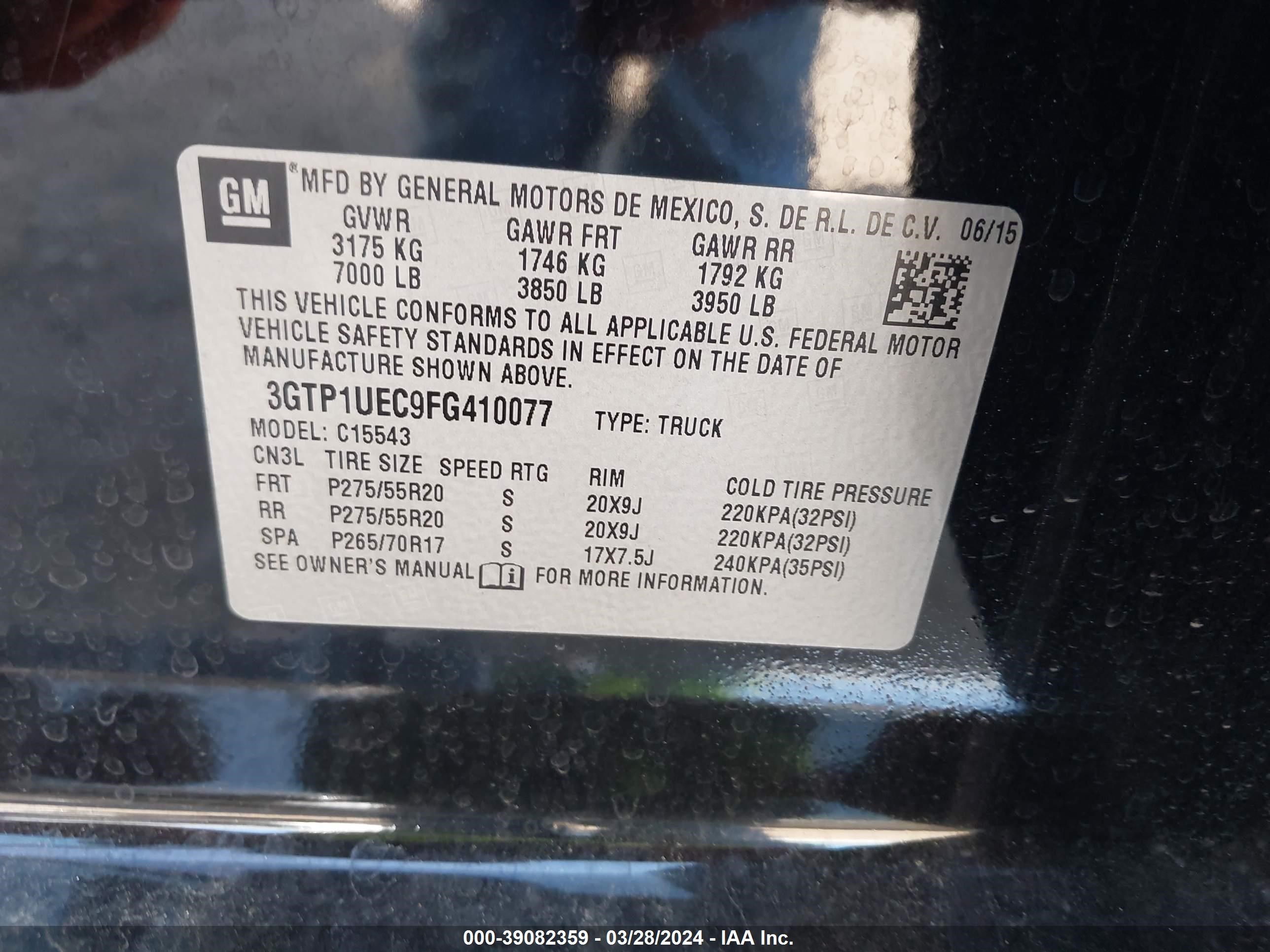 Photo 8 VIN: 3GTP1UEC9FG410077 - GMC SIERRA 