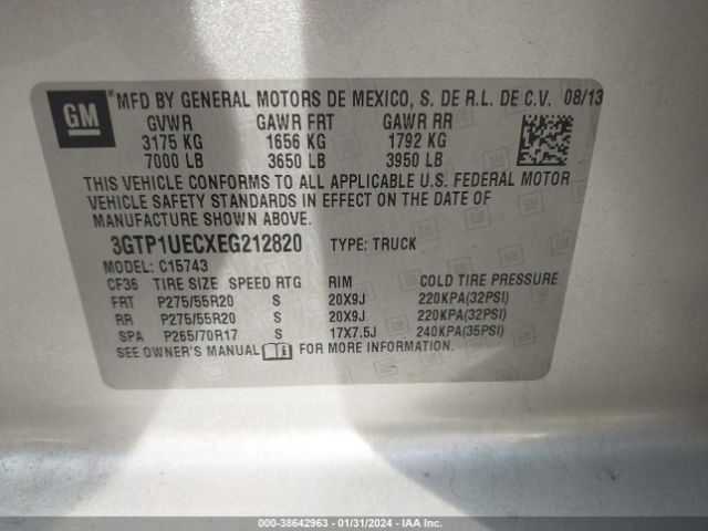 Photo 8 VIN: 3GTP1UECXEG212820 - GMC SIERRA 1500 