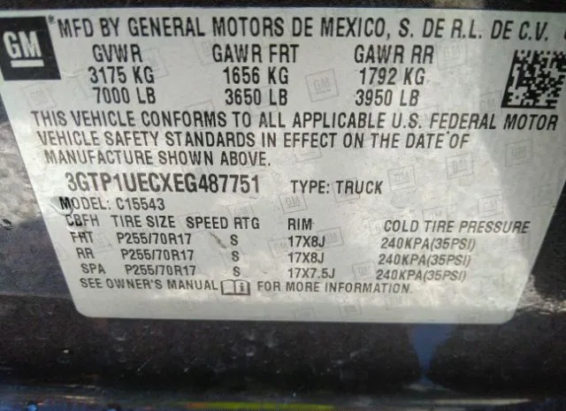 Photo 8 VIN: 3GTP1UECXEG487751 - GMC SIERRA 1500 