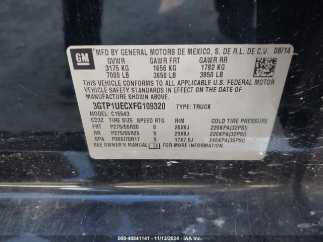 Photo 8 VIN: 3GTP1UECXFG109320 - GMC SIERRA 