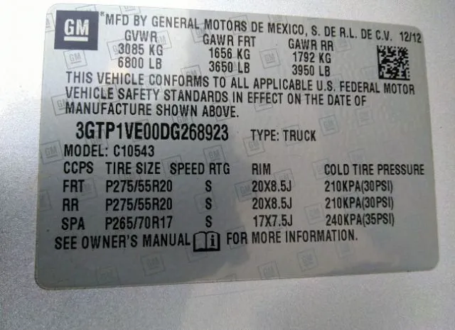 Photo 8 VIN: 3GTP1VE00DG268923 - GMC SIERRA 1500 