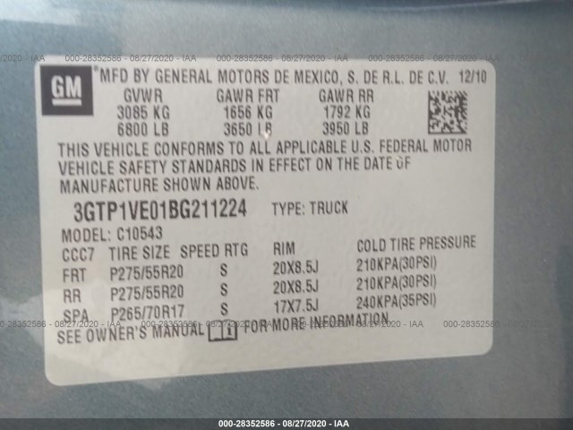 Photo 8 VIN: 3GTP1VE01BG211224 - GMC SIERRA 1500 