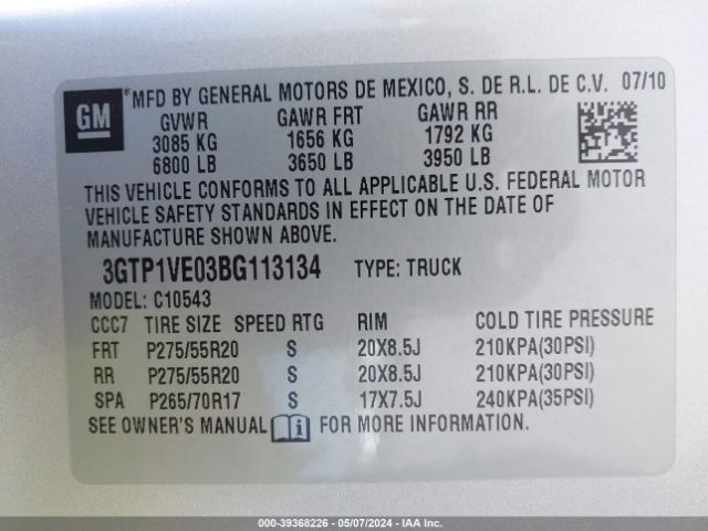 Photo 8 VIN: 3GTP1VE03BG113134 - GMC SIERRA 1500 