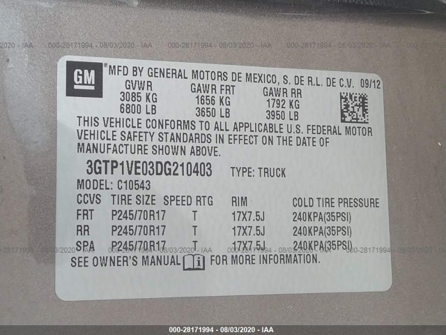 Photo 8 VIN: 3GTP1VE03DG210403 - GMC SIERRA 1500 