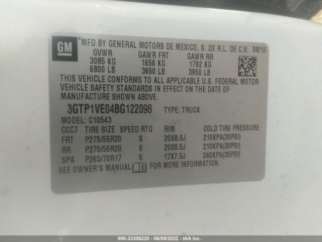 Photo 8 VIN: 3GTP1VE04BG122098 - GMC SIERRA 1500 