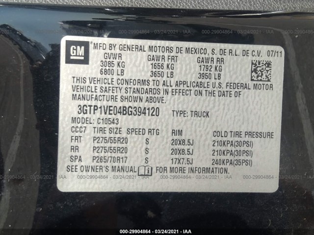 Photo 8 VIN: 3GTP1VE04BG394120 - GMC SIERRA 1500 