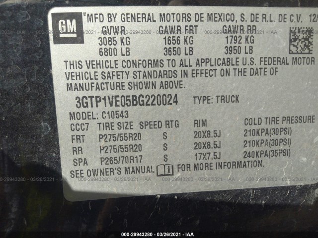 Photo 8 VIN: 3GTP1VE05BG220024 - GMC SIERRA 1500 