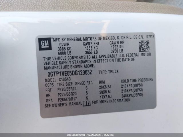 Photo 8 VIN: 3GTP1VE05DG129032 - GMC SIERRA 1500 