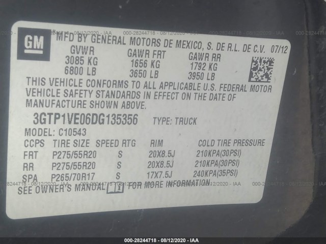 Photo 8 VIN: 3GTP1VE06DG135356 - GMC SIERRA 1500 