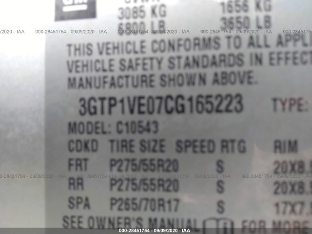 Photo 8 VIN: 3GTP1VE07CG165223 - GMC SIERRA 1500 