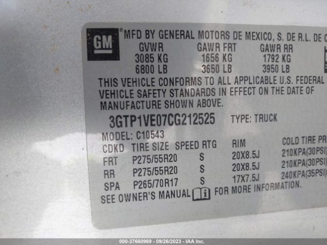 Photo 8 VIN: 3GTP1VE07CG212525 - GMC SIERRA 1500 