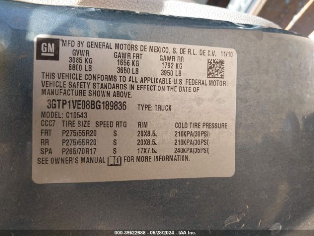 Photo 8 VIN: 3GTP1VE08BG189836 - GMC SIERRA 1500 