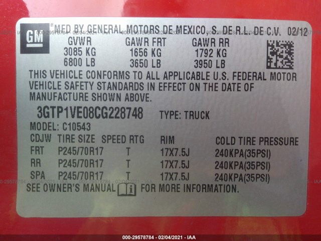 Photo 8 VIN: 3GTP1VE08CG228748 - GMC SIERRA 1500 