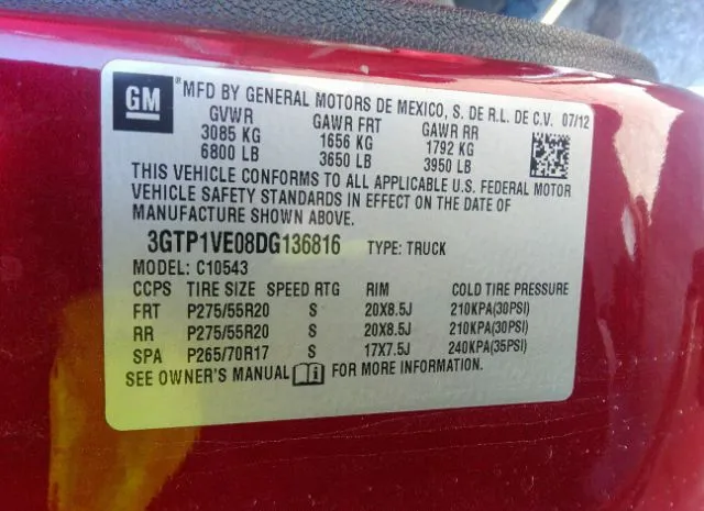 Photo 8 VIN: 3GTP1VE08DG136816 - GMC SIERRA 1500 