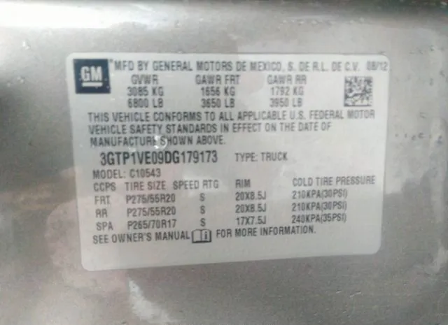 Photo 8 VIN: 3GTP1VE09DG179173 - GMC SIERRA 1500 