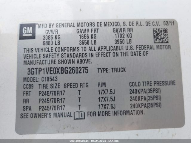 Photo 8 VIN: 3GTP1VE0XBG260275 - GMC SIERRA 1500 