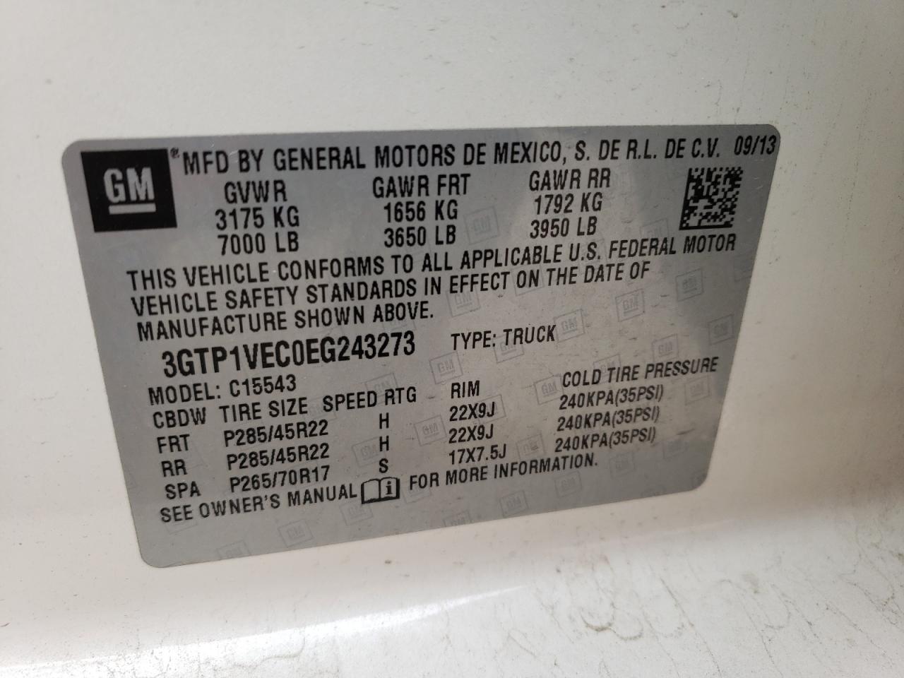 Photo 11 VIN: 3GTP1VEC0EG243273 - GMC SIERRA 