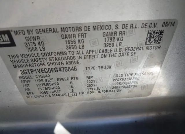 Photo 8 VIN: 3GTP1VEC0EG475646 - GMC SIERRA 1500 