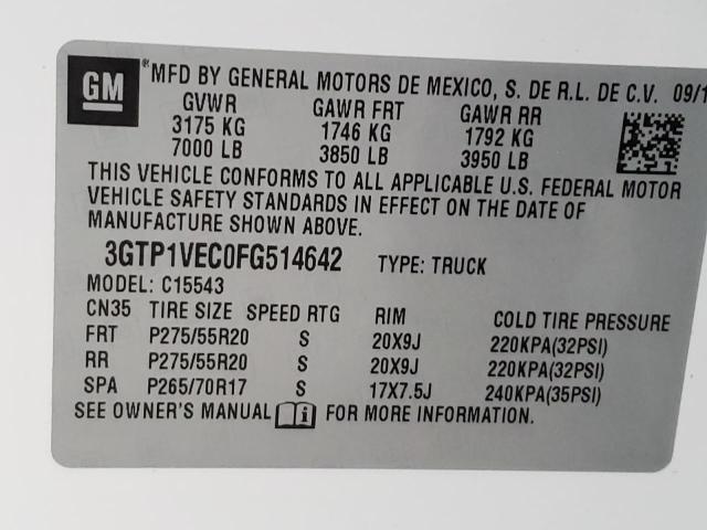 Photo 9 VIN: 3GTP1VEC0FG514642 - GMC SIERRA C15 