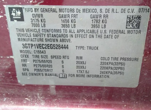 Photo 8 VIN: 3GTP1VEC2EG528444 - GMC SIERRA 1500 