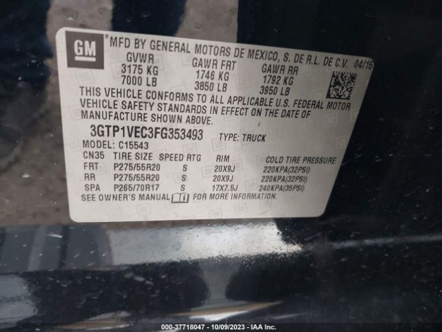 Photo 8 VIN: 3GTP1VEC3FG353493 - GMC SIERRA 1500 