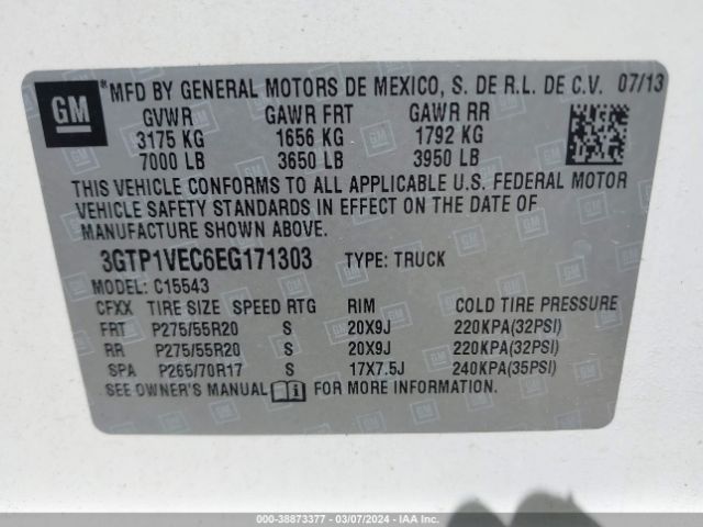 Photo 8 VIN: 3GTP1VEC6EG171303 - GMC SIERRA 1500 