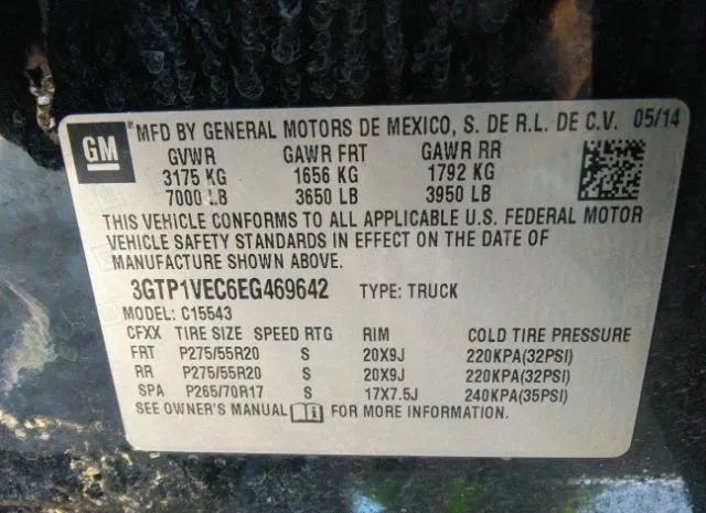 Photo 8 VIN: 3GTP1VEC6EG469642 - GMC SIERRA 1500 