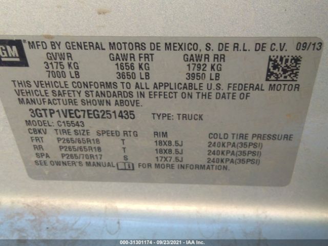 Photo 8 VIN: 3GTP1VEC7EG251435 - GMC SIERRA 1500 