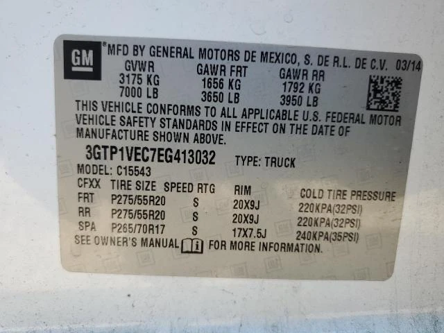 Photo 11 VIN: 3GTP1VEC7EG413032 - GMC SIERRA C15 