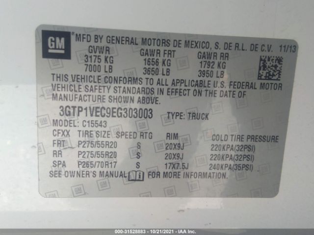 Photo 8 VIN: 3GTP1VEC9EG303003 - GMC SIERRA 1500 