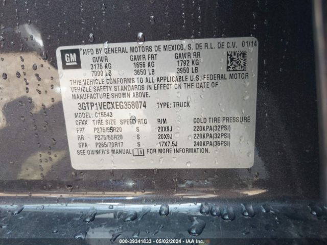 Photo 8 VIN: 3GTP1VECXEG358074 - GMC SIERRA 1500 