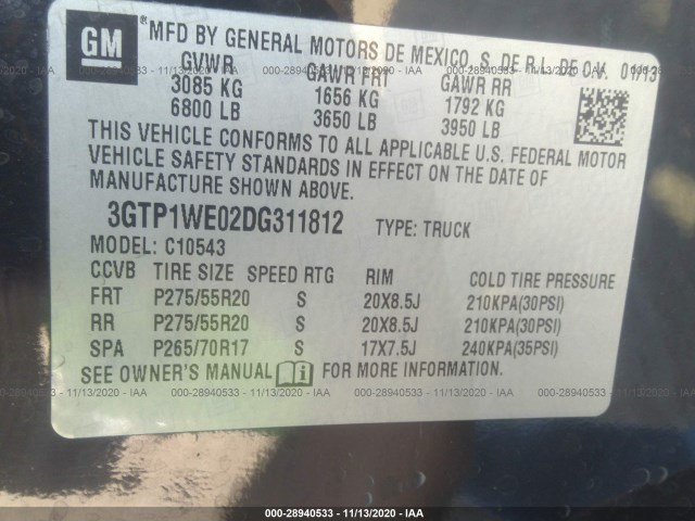 Photo 8 VIN: 3GTP1WE02DG311812 - GMC SIERRA 1500 