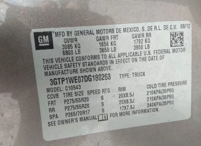 Photo 8 VIN: 3GTP1WE07DG180263 - GMC SIERRA 1500 