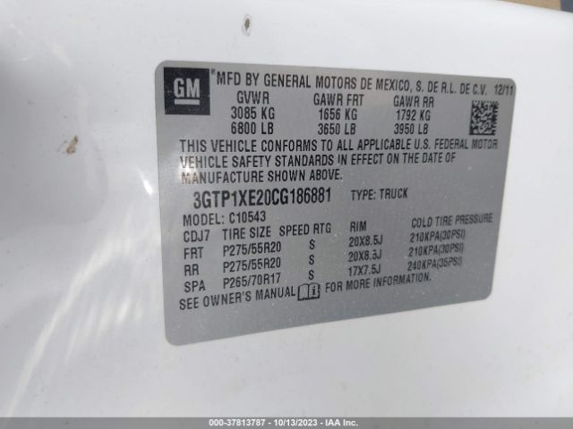 Photo 8 VIN: 3GTP1XE20CG186881 - GMC SIERRA 1500 