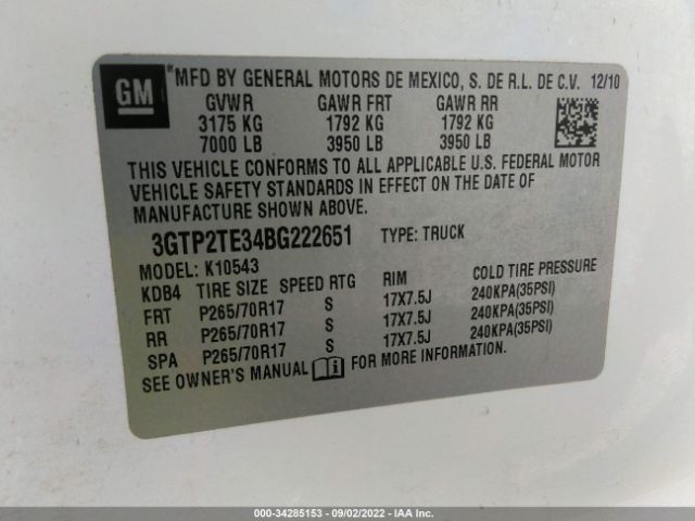 Photo 8 VIN: 3GTP2TE34BG222651 - GMC SIERRA 1500 