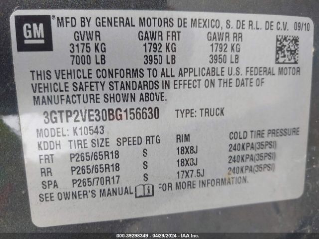 Photo 8 VIN: 3GTP2VE30BG156630 - GMC SIERRA 1500 