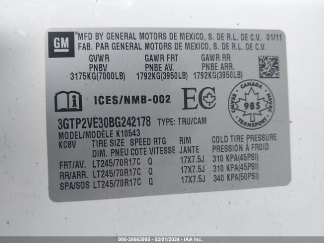 Photo 8 VIN: 3GTP2VE30BG242178 - GMC SIERRA 1500 