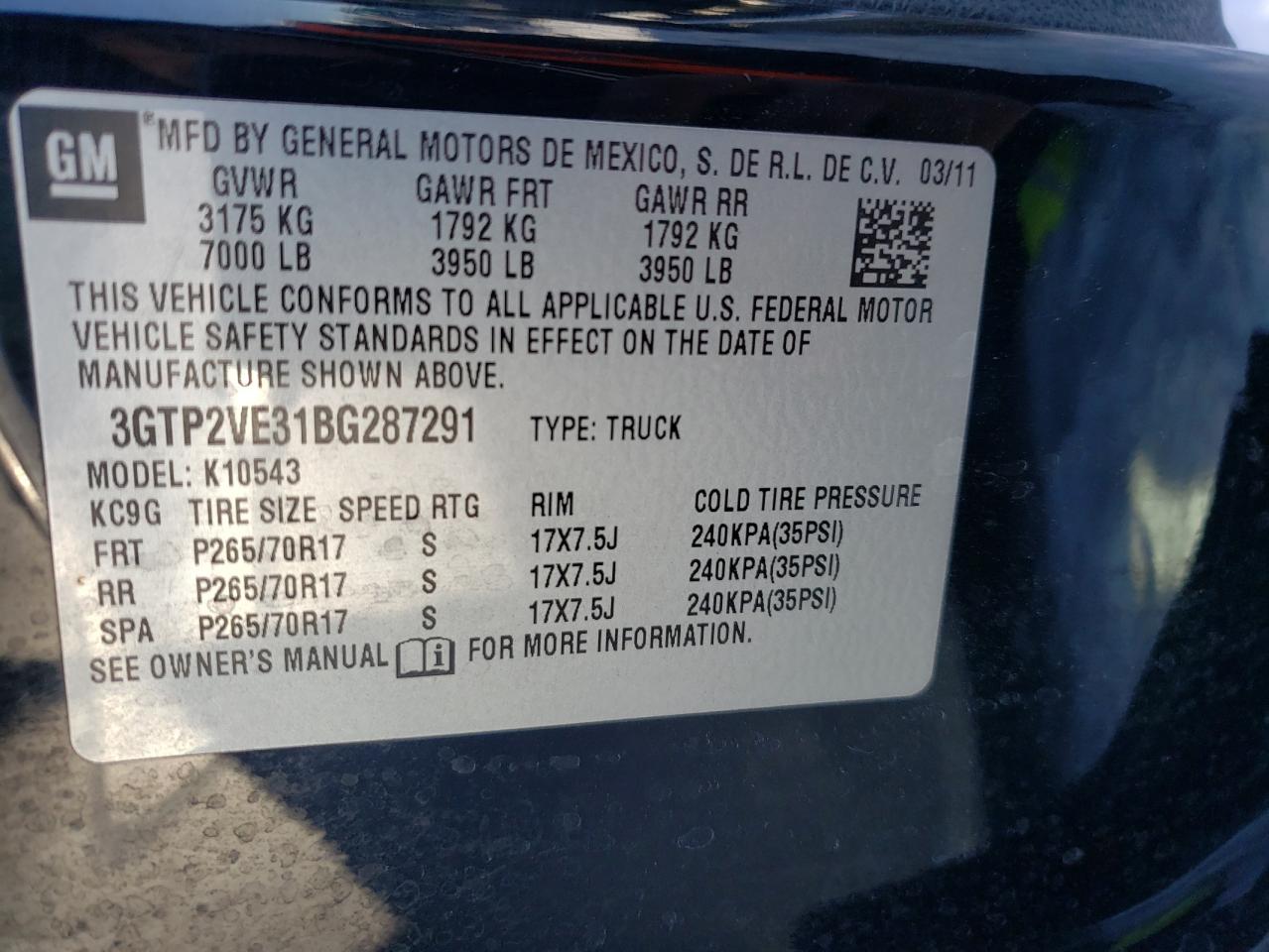 Photo 12 VIN: 3GTP2VE31BG287291 - GMC SIERRA 