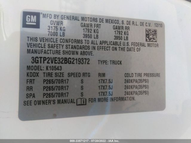 Photo 8 VIN: 3GTP2VE32BG219372 - GMC SIERRA 1500 