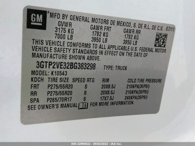 Photo 8 VIN: 3GTP2VE32BG383298 - GMC SIERRA 1500 